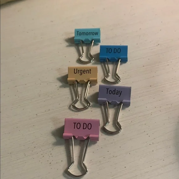 10 PC Colorful Binder Clips with Silver Tone Mesh Holder - Picture 3 of 5